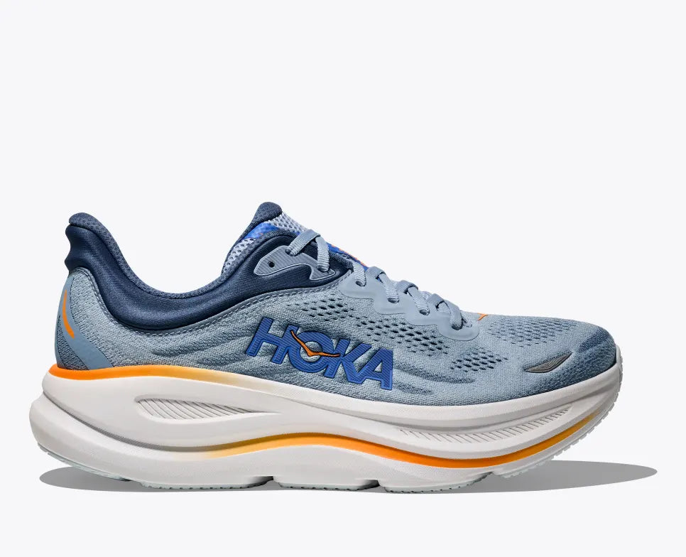 Hoka Men\'s Bondi 9 Running Shoe - Light Blue with Navy and Orange Accents HOKA Men main image 3