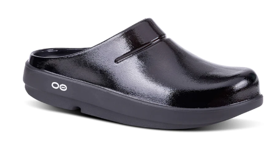 OOFOS OOCLOOG LUXE SHINY BLACK – DAVIDSON SHOES - Main Image