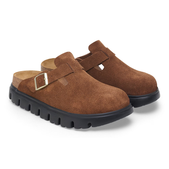 BIRKENSTOCK BOSTON CHUNKY - DARK TEA SUEDE – DAVIDSON SHOES