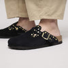 BIRKENSTOCK WOMENS BOSTON RIVET - BLACK SUEDE