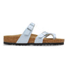 Birkenstock Mayari thong sandals in baby blue with toe loop, adjustable straps, cork-latex footbed, and EVA sole for stylish comfort and everyday wear