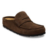 Women’s Birkenstock Naples Wrapped clog in Carafe suede with signature tongue detail and contoured cork footbed support.