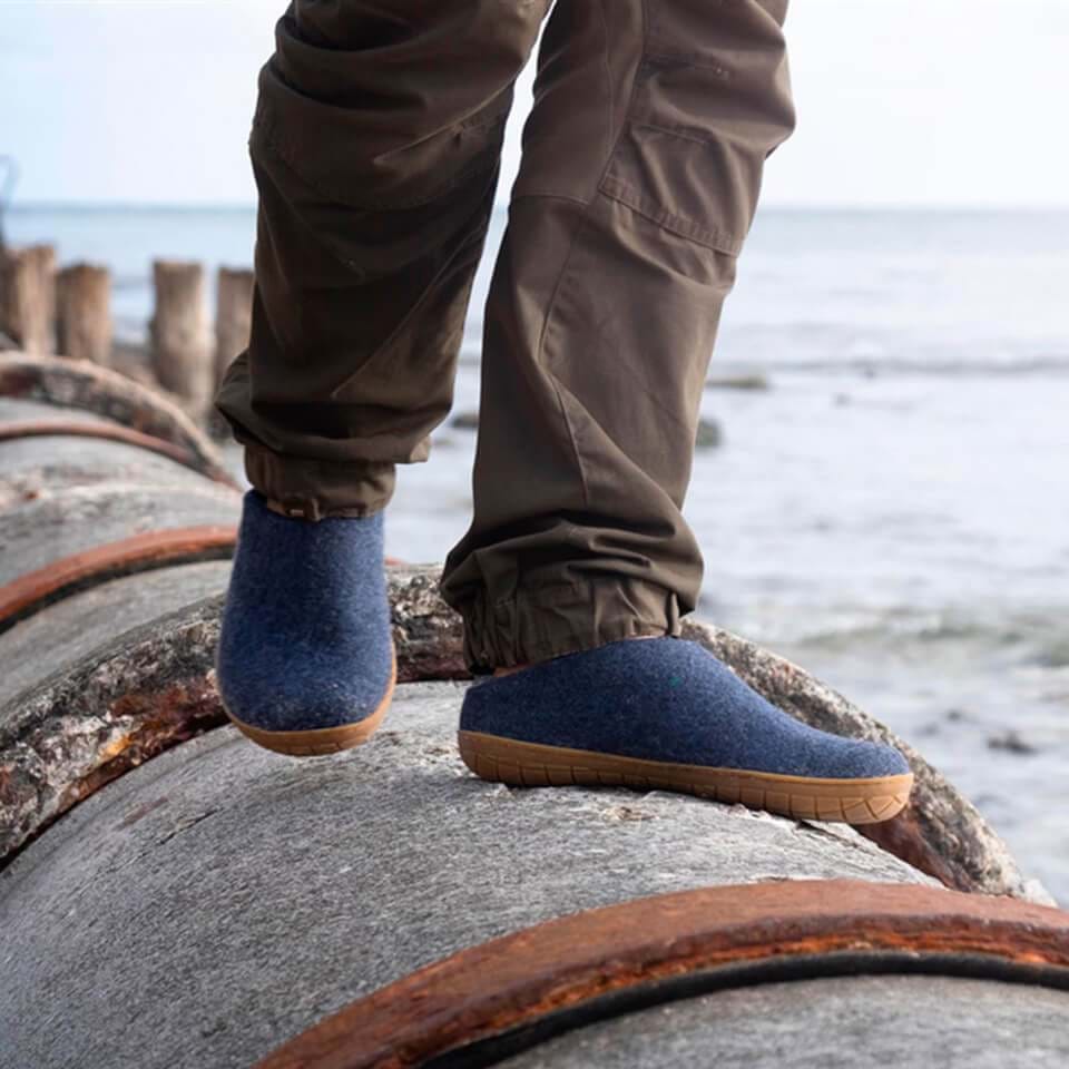 GLERUPS MENS RUBBER SOLE SLIP ON - DENIM