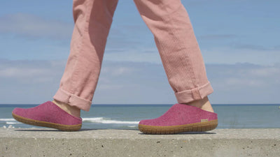 GLERUPS WOMENS  RUBBER SOLE SLIP ON - CRANBERRY
