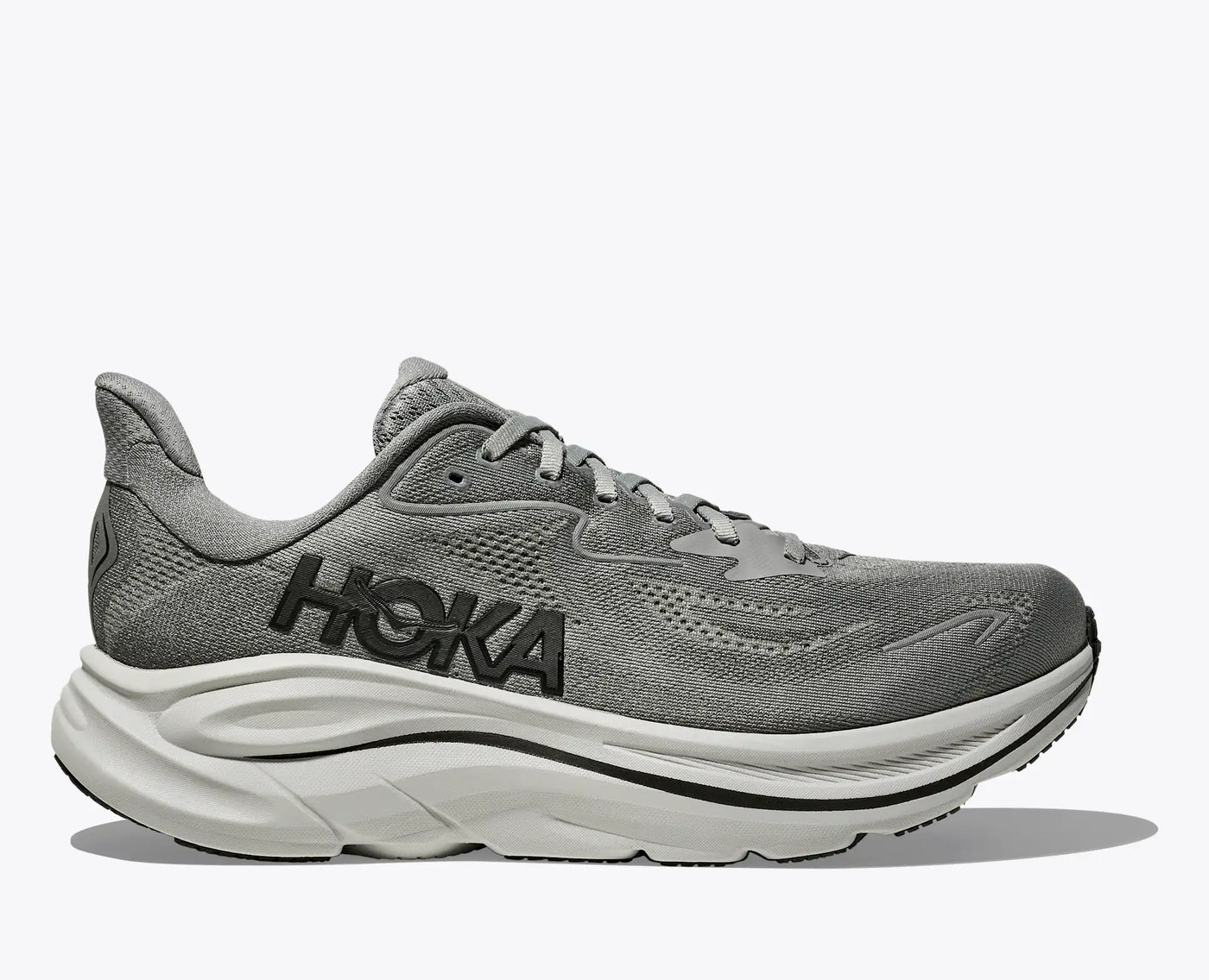 Men’s HOKA Clifton 10 in Galactic/Asteroid featuring lightweight cushioning, jacquard mesh upper, and durable rubber outsole for smooth everyday runs.