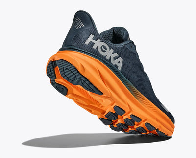HOKA MENS CLIFTON 9 GTX - STORMY SKIES / ORANGE ZEST