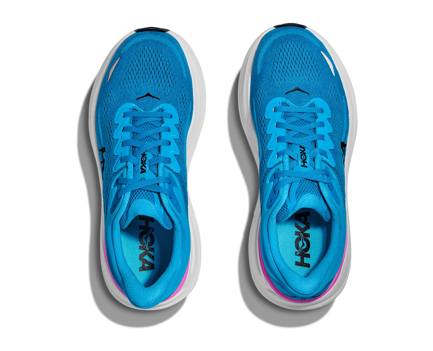 HOKA WOMENS BONDI 9 - SKYWARD BLUE / NEON FUSHCIA