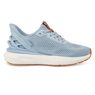 Kizik Athens 2 women's sneaker in soft chambray blue with breathable mesh upper, hands-free heel cage, cushioned white midsole, arch support, and gum rubber outsole for comfort and grip.