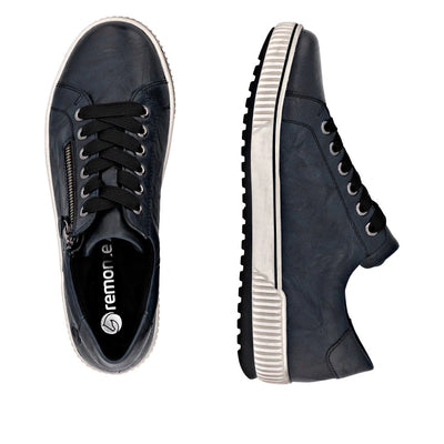 REMONTE WOMENS D0700-15 ZIP SNEAKER - MARINE BLUE