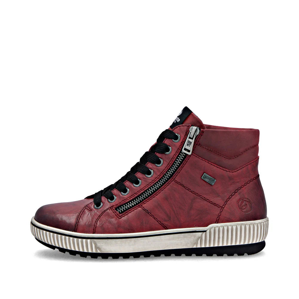 REMONTE WOMENS HI ZIP SNEAKER - RED