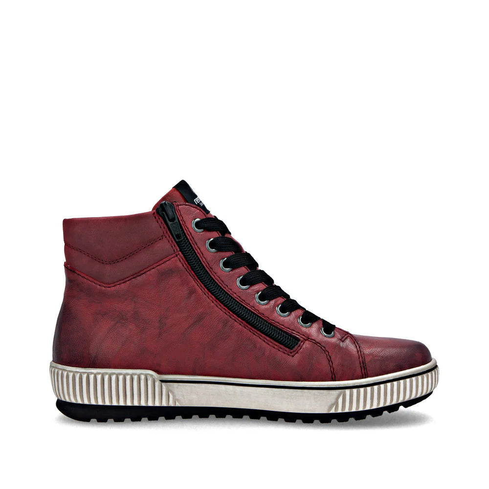 REMONTE WOMENS HI ZIP SNEAKER - RED