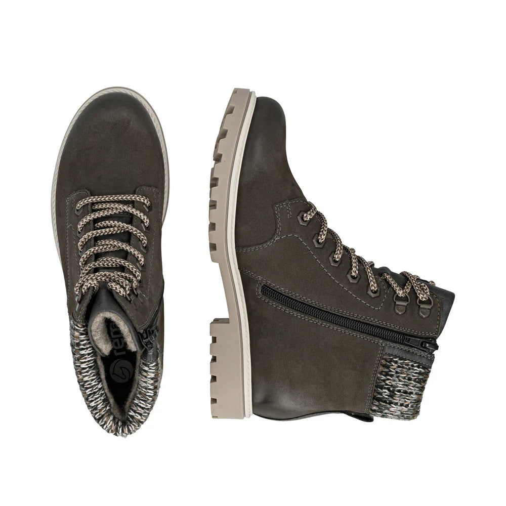 REMONTE WOMENS LACE UP BOOT - SMOKE