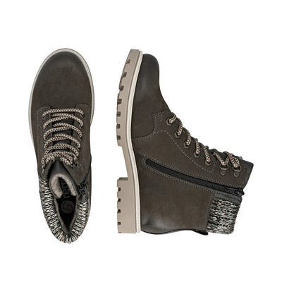 REMONTE WOMENS LACE UP BOOT - SMOKE