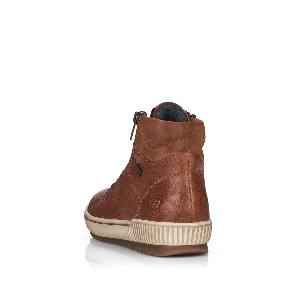 REMONTE WOMENS ZIP HI SNEAKER - BROWN