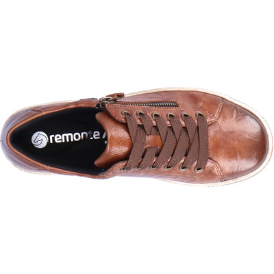 REMONTE WOMENS ZIP SNEAKER - BROWN