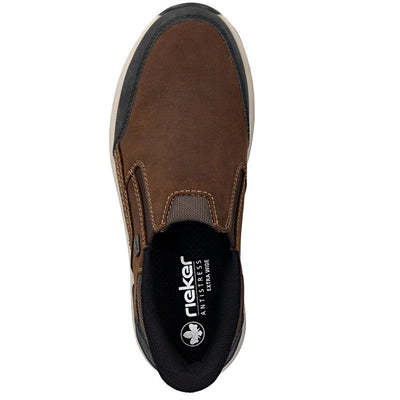 RIEKER MENS WATERPROOF SLIP ON - BROWN