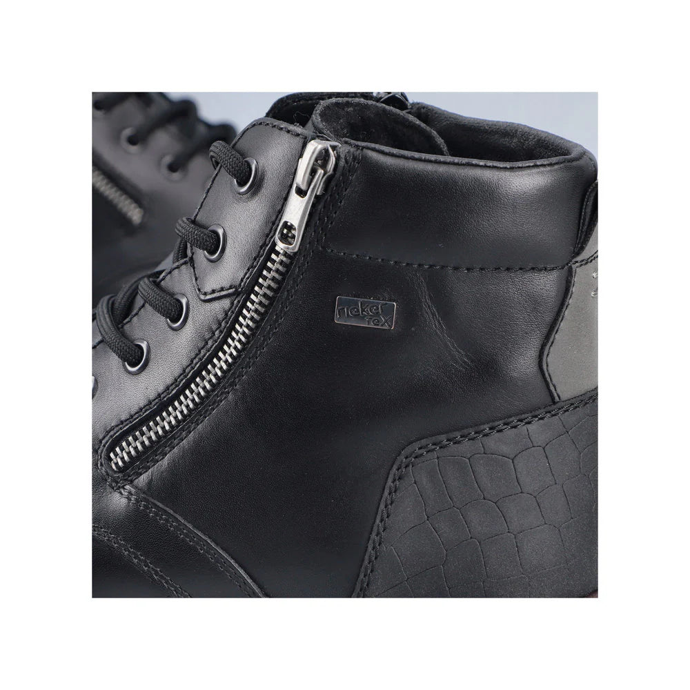RIEKER MENS WOOL LINED ZIPPER BOOT - BLACK