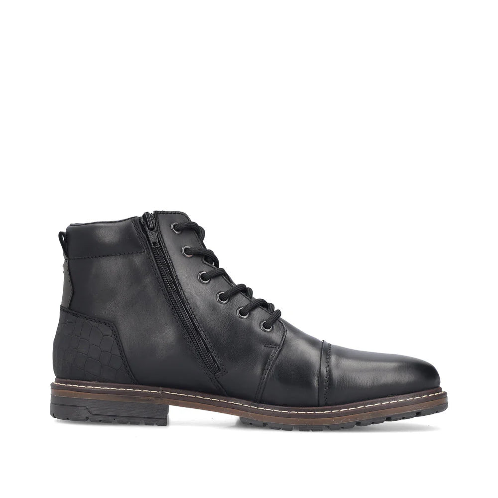 RIEKER MENS WOOL LINED ZIPPER BOOT - BLACK