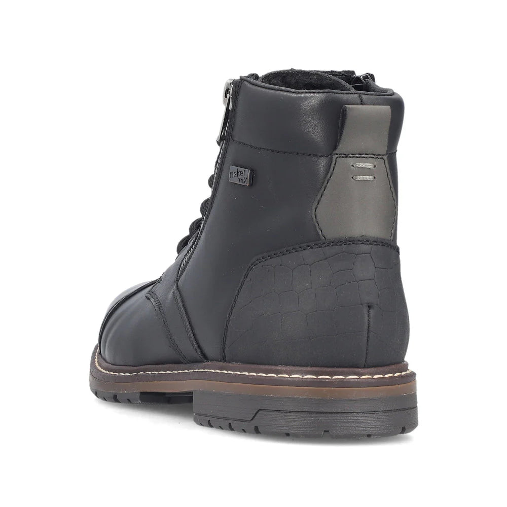 RIEKER MENS WOOL LINED ZIPPER BOOT - BLACK