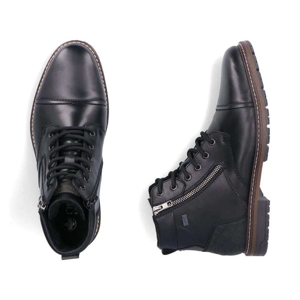 RIEKER MENS WOOL LINED ZIPPER BOOT - BLACK