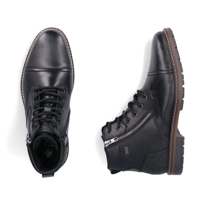 RIEKER MENS WOOL LINED ZIPPER BOOT - BLACK