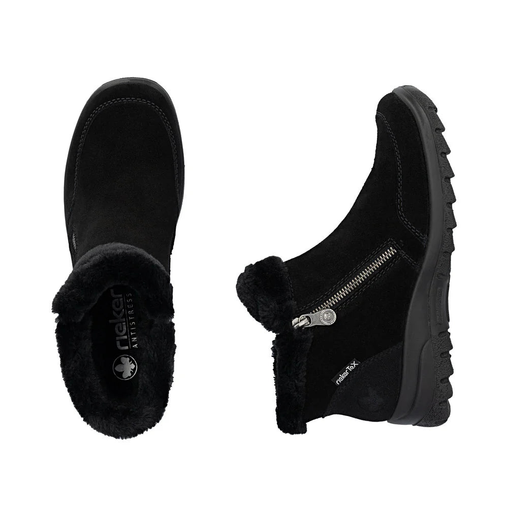 RIEKER WOMENS WARM LINED DOUBLE ZIPPER - BLACK
