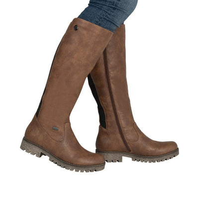 RIEKER WOMENS WOOL LINED ZIPPER BOOT - TAN
