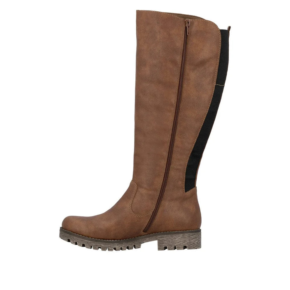 RIEKER WOMENS WOOL LINED ZIPPER BOOT - TAN
