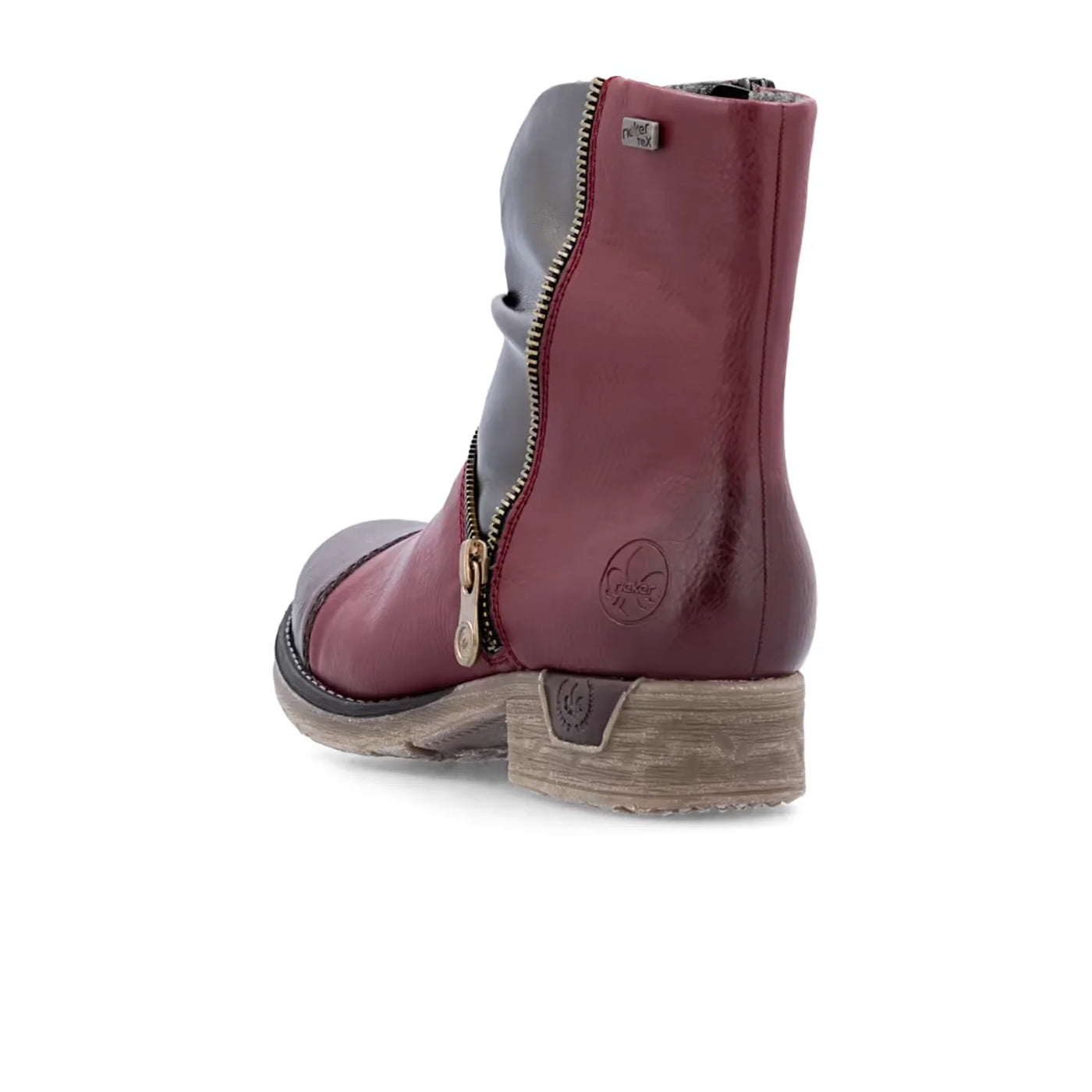 RIEKER WOMENS ZIP BOOTIE - WINE MULTI