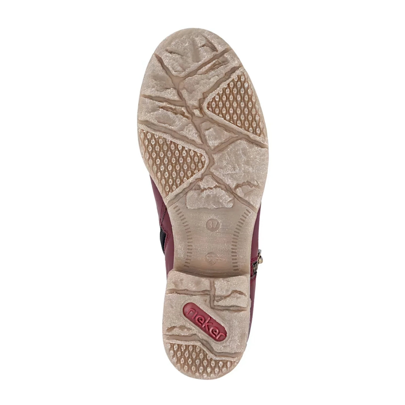 RIEKER WOMENS ZIP BOOTIE - WINE MULTI