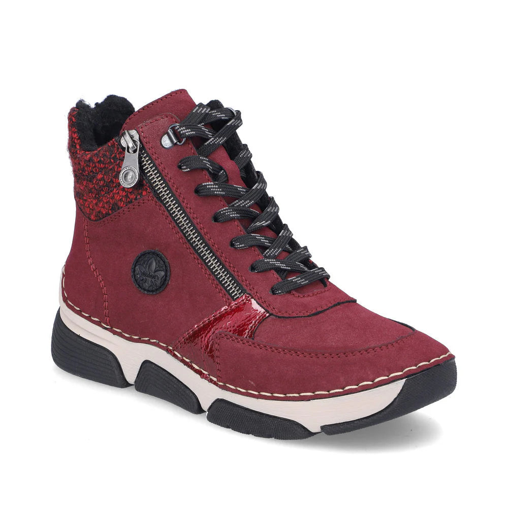 RIEKER WOMENS ZIPPER BOOTIE - BORDEAUX