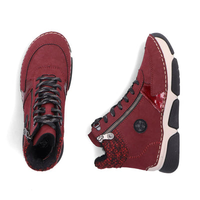 RIEKER WOMENS ZIPPER BOOTIE - BORDEAUX