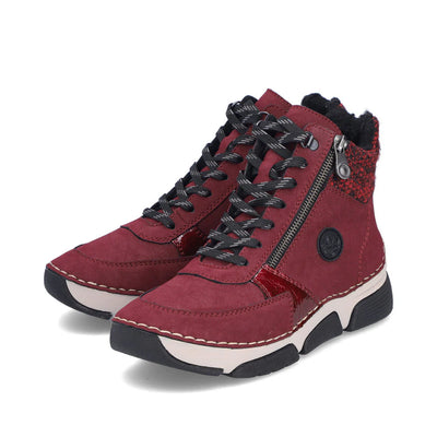 RIEKER WOMENS ZIPPER BOOTIE - BORDEAUX