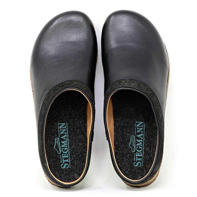 STEGMANN WOMENS LEATHER CLOG - BLACK