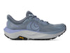 Grey Topo Athletic Ultraventure 5 women’s trail shoe with lavender accents, plush cushioning, and Vibram traction.
